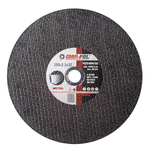 Juego de 5 discos de corte, diámetro del disco 350 mm, diámetro orificio 32 mm, grosor 3,5 mm, para tronzadora para metal