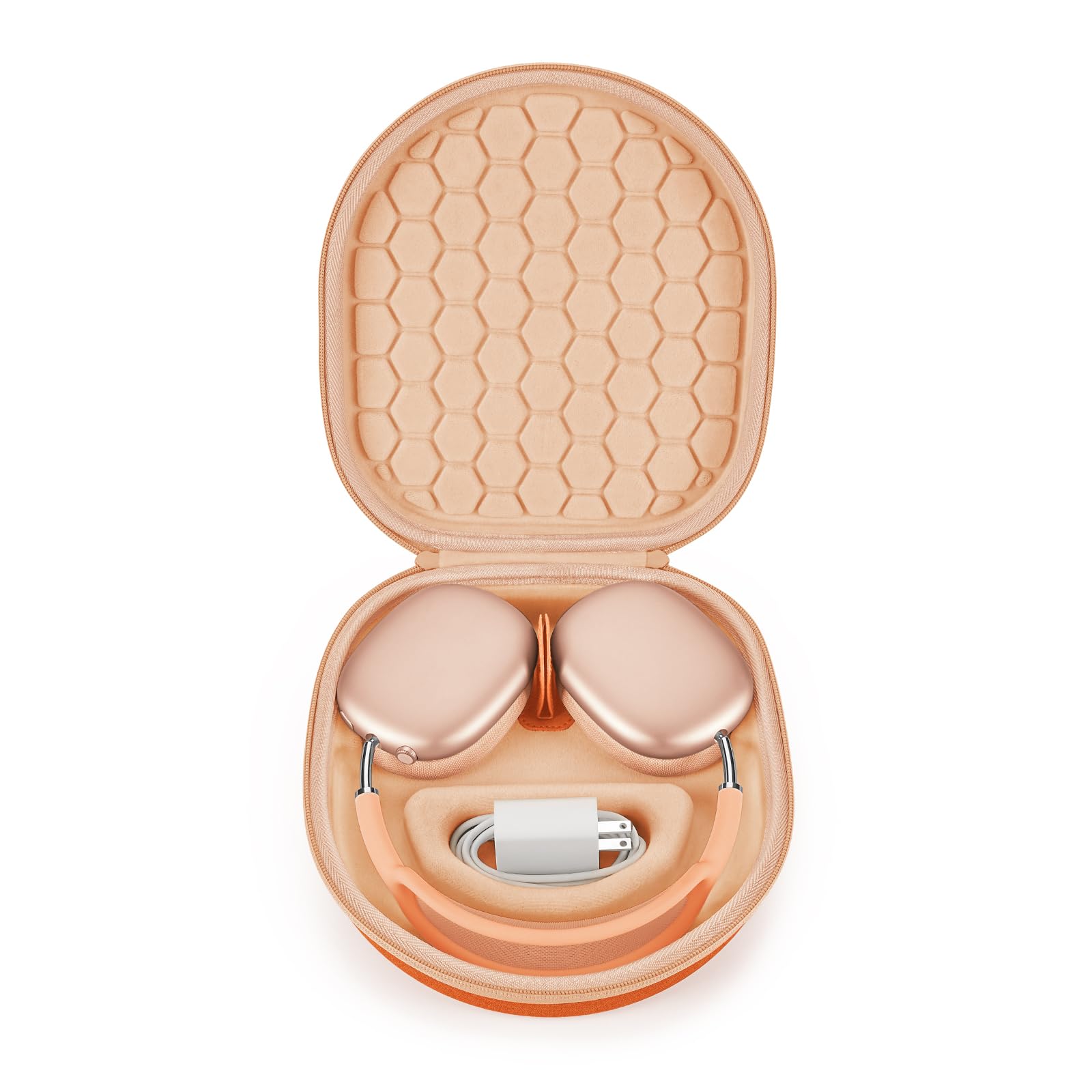 Smart Case for New Apple AirPods Max Supports Sleep Mode, Hard Organizer Portable Carry Travel Cover Storage Bag (Orange)