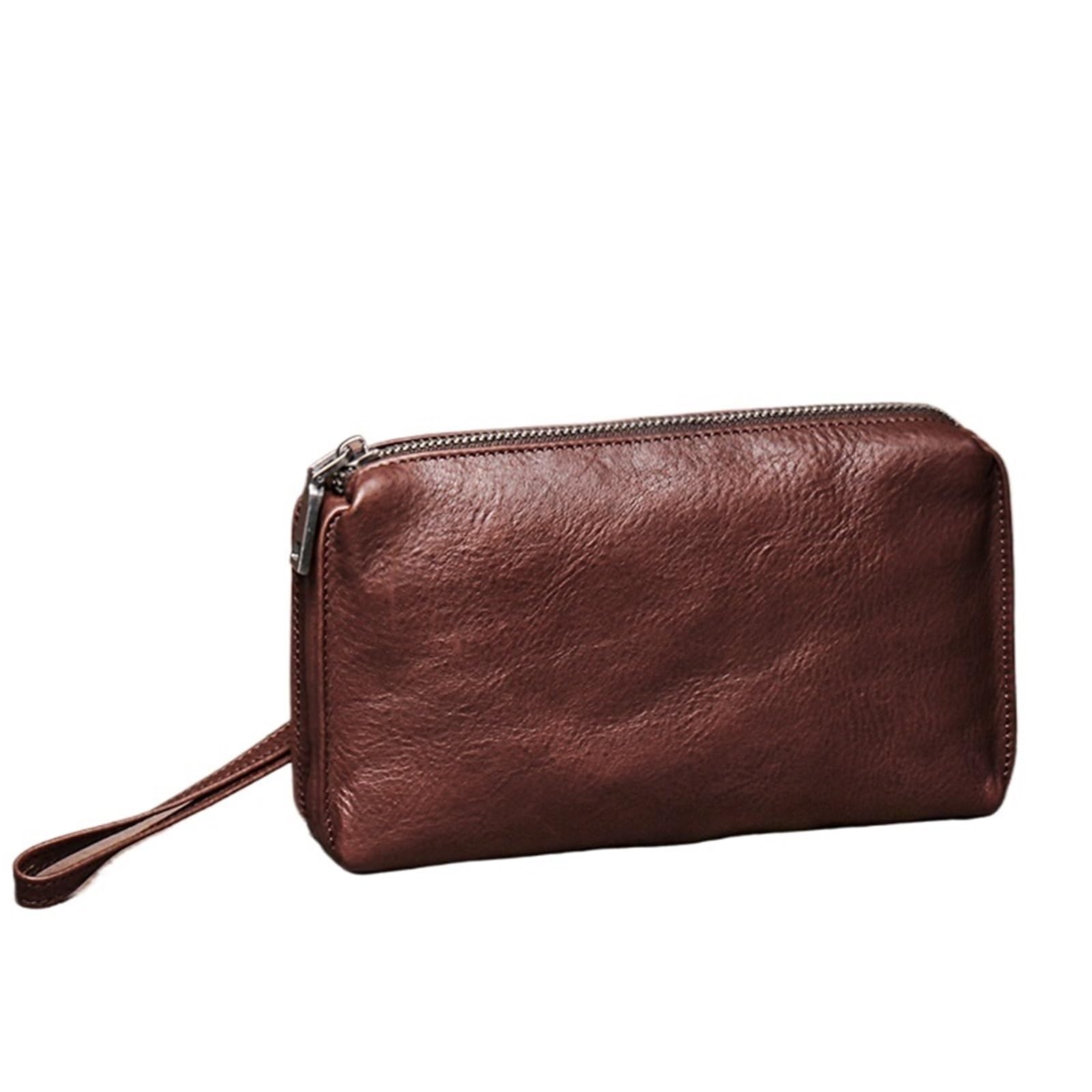 Pochette da uomo in pelle Porta carte di credito vintage di grande capacità Porta carte di credito Telefono semplice