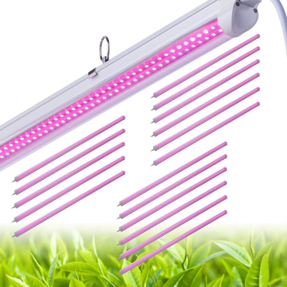 6 PACK LED Grow Light,T8 Integrated Growth Tube Lamp 4ft 270W(45w x 6 1400W Equivalent),Full Spectrum Sunlight Replacement,Double Row,Linkable Design,High Output,4 Foot Plant Lights for Indoor Plant