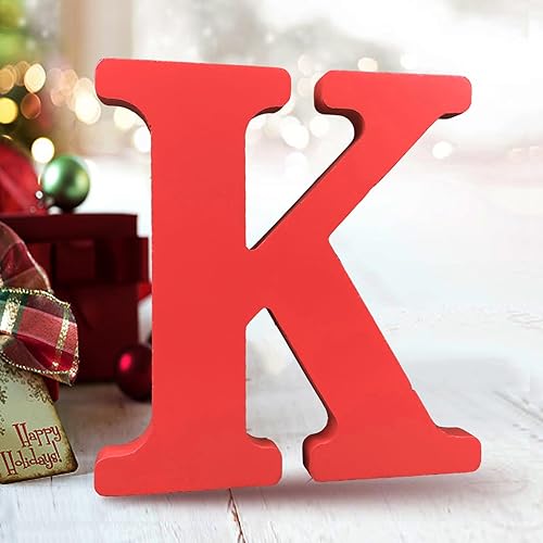 AOCEAN Letras de madera roja de 6 pulgadas, letras de madera sin terminar para decoración de pared, letras decorativas de pie en rodajas, decoración