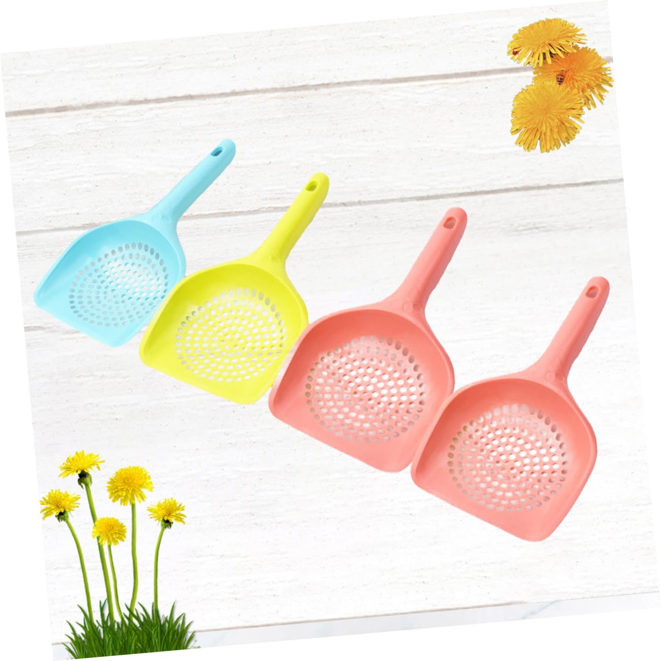 Paletta per lettiera, 4 Pezzi di Strumento for lettiera for Gatti con Manico Lungo, for la Pulizia dei rifiuti degli Animali Domestici, in plastica Dura, Colori Casuali