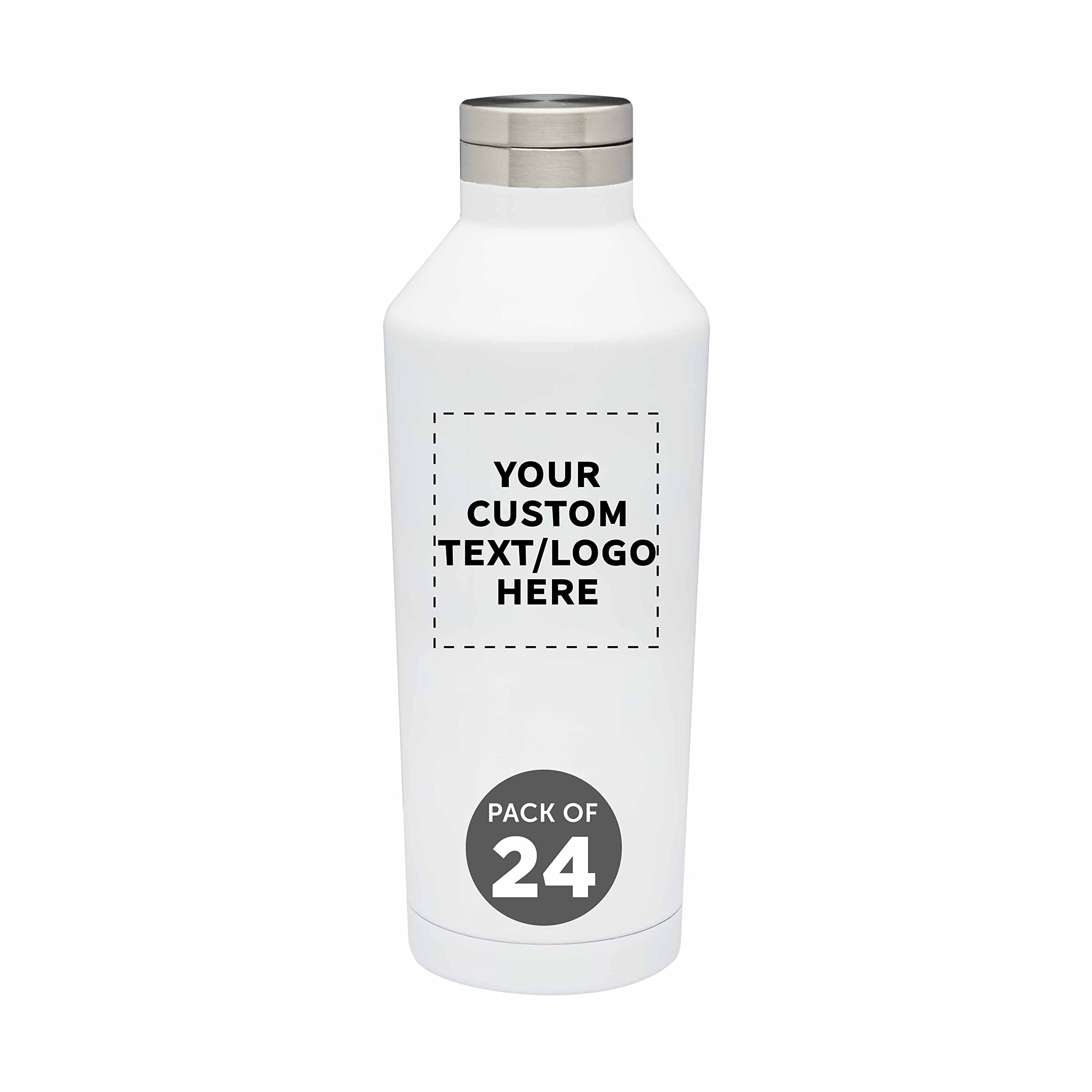 DISCOUNT PROMOS Custom Stainless Steel Water Bottles 17 oz Set of 24 Personalized Bulk Pack - Double Wall