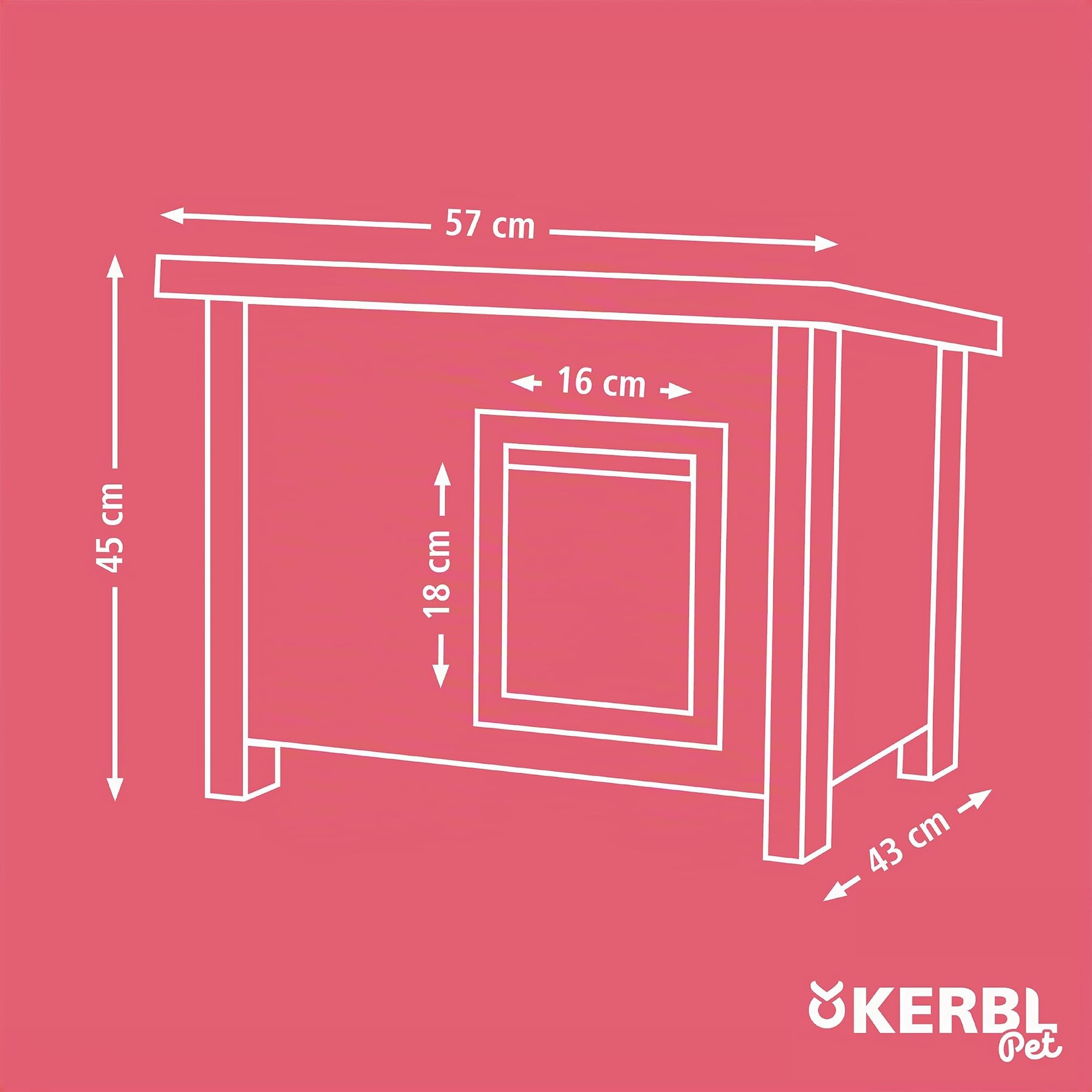 Kerbl Pet Katzenhaus Eli | Grau/Weiß, 57 × 45 × 43 cm, wetterfestes Haus aus recyceltem Kunststoff und Holz, einfach zu montieren
