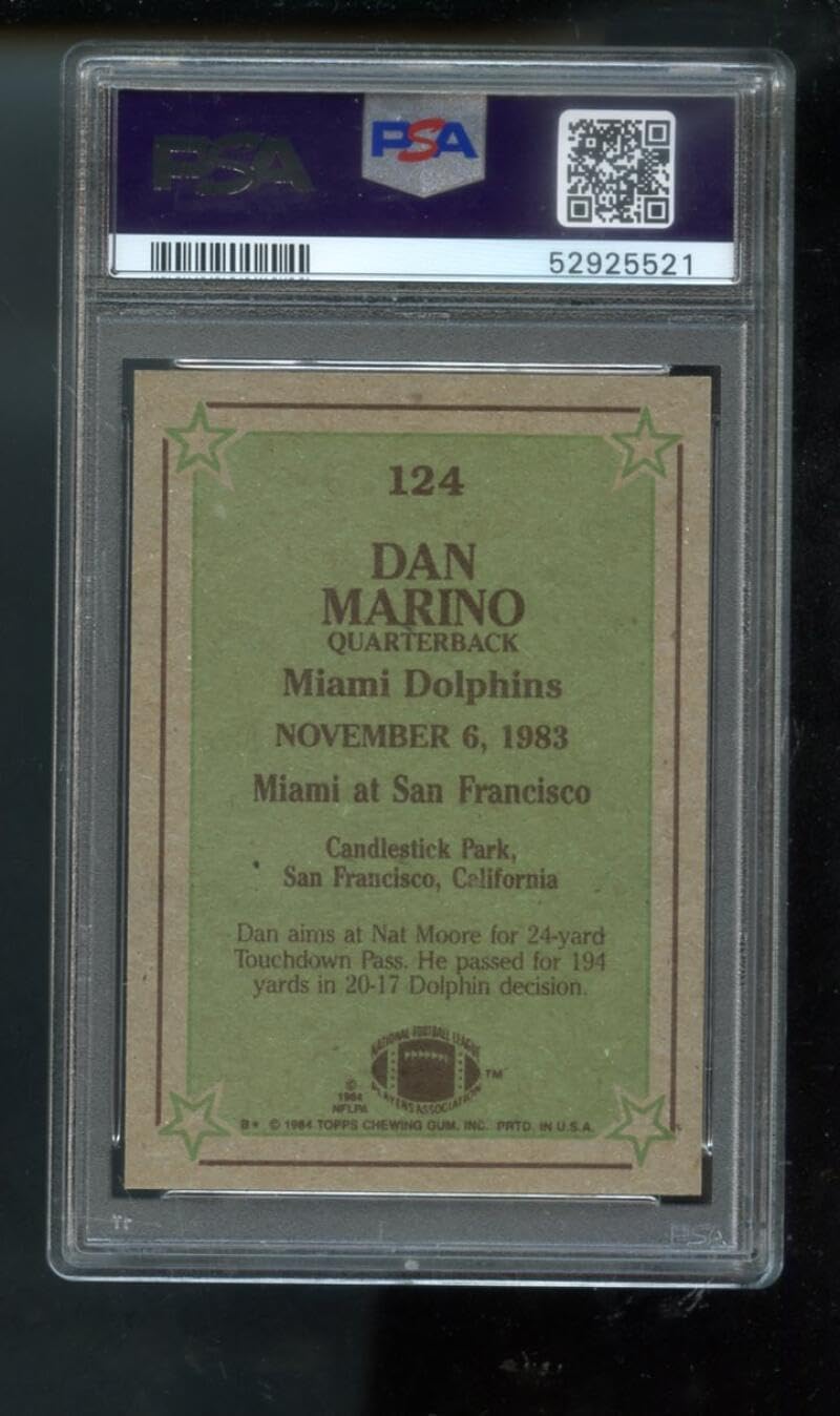 Dan Marino PSA GRADED 9 (Football Card) 1984 Topps - [Base] #124