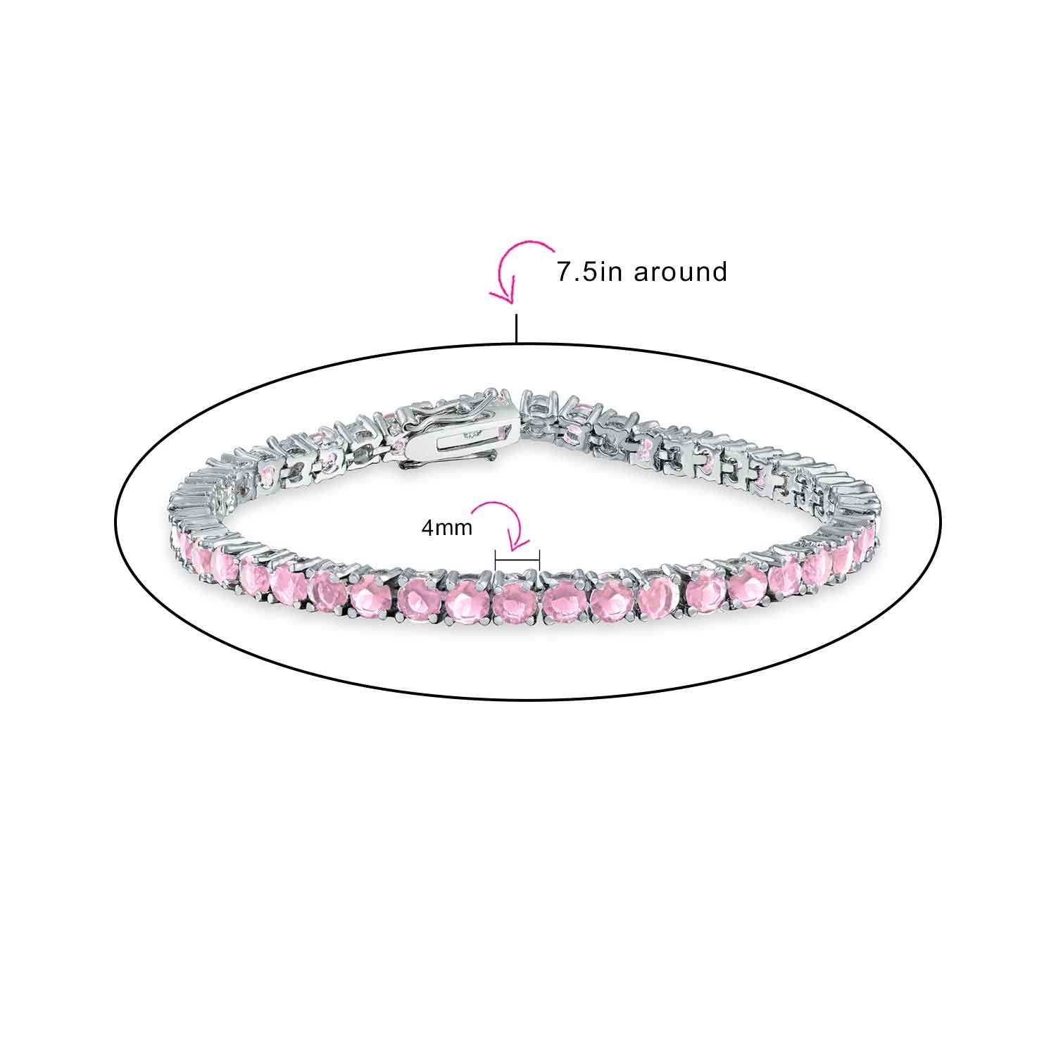 Bling Jewelry 12 Ctw 4 Prong Korb Set Solitär Runde Cubic Zirconia Aaa Cz Tennis Armband Für Frauen Abschlussball Braut Versilbert Simulierten Juwel Farbe Birthstones 7.5 Inch