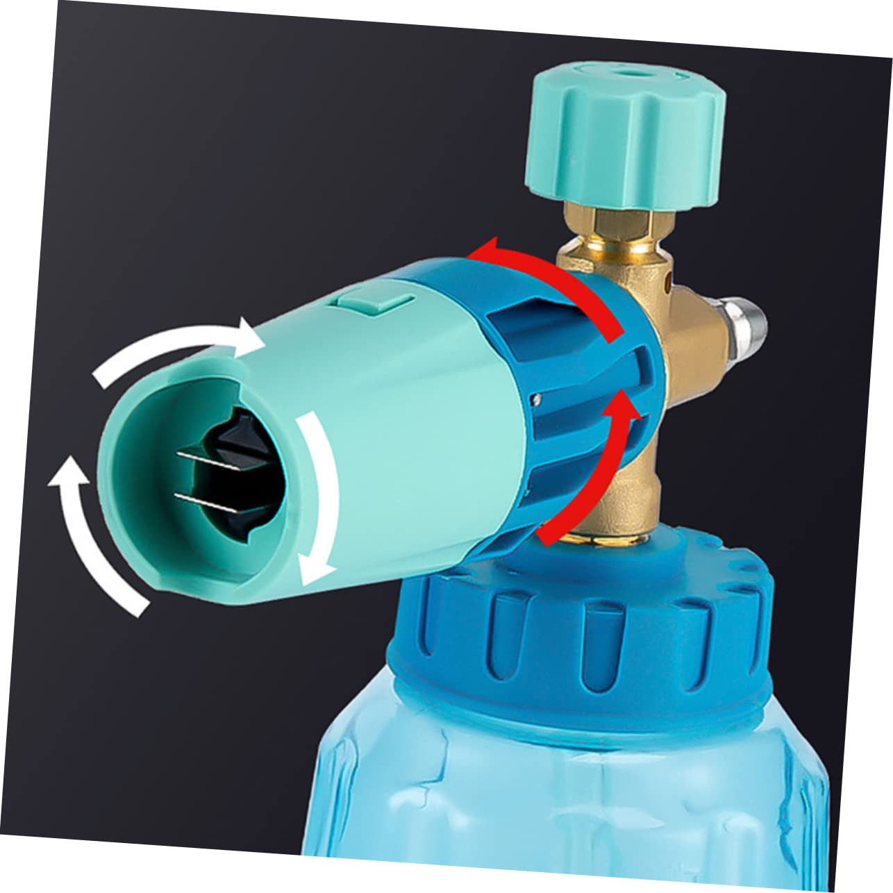 Conector de Pulverización de Espuma Regulable para Coche 1l | Botella de Plástico, Salida Ajustable, Uso en Lavado de Autos y Riego de Plantas