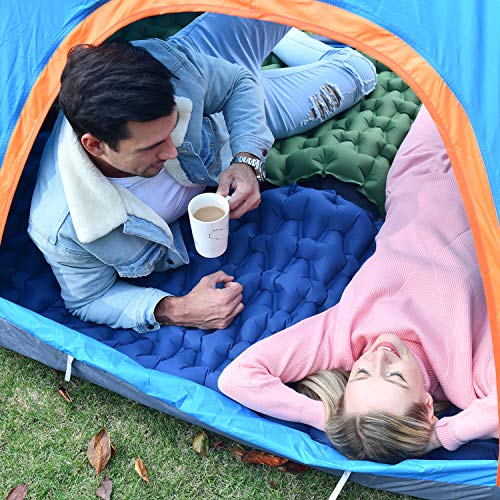 Meegoo Camping Sleeping Pad - Sleeping Mat with Pillow for Backpacking and Hiking, Lightweight and Compact, Waterproof, Large, Foot Press Inflatable - Thumbnail 3