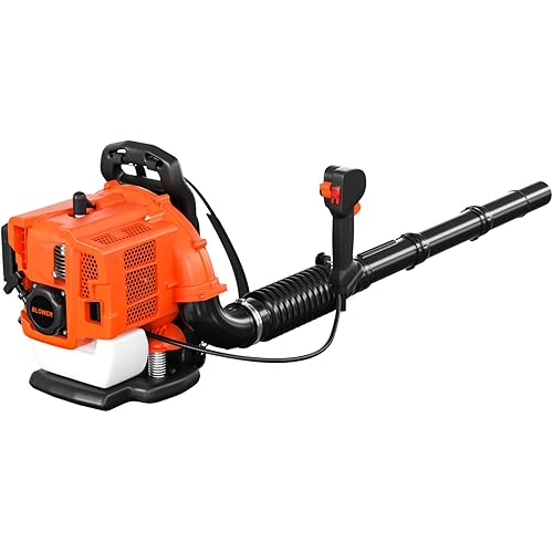 80CC Gas Backpack Leaf Blower, 800 CFM 200 MPH Professional Commercial Grade Handheld Blower with Variable Speed, Easy Start Engine for Yard Waste, Lawn Debris, Leaves
