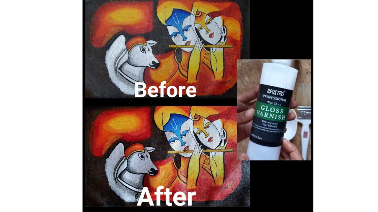 Brustro Barniz líquido profesional de artista, acabado brillante, 500 ml, aplicar con pincel, revestimiento perfecto en pintura acrílica, no amarillea, transparente, lienzo, papel, protección de obras