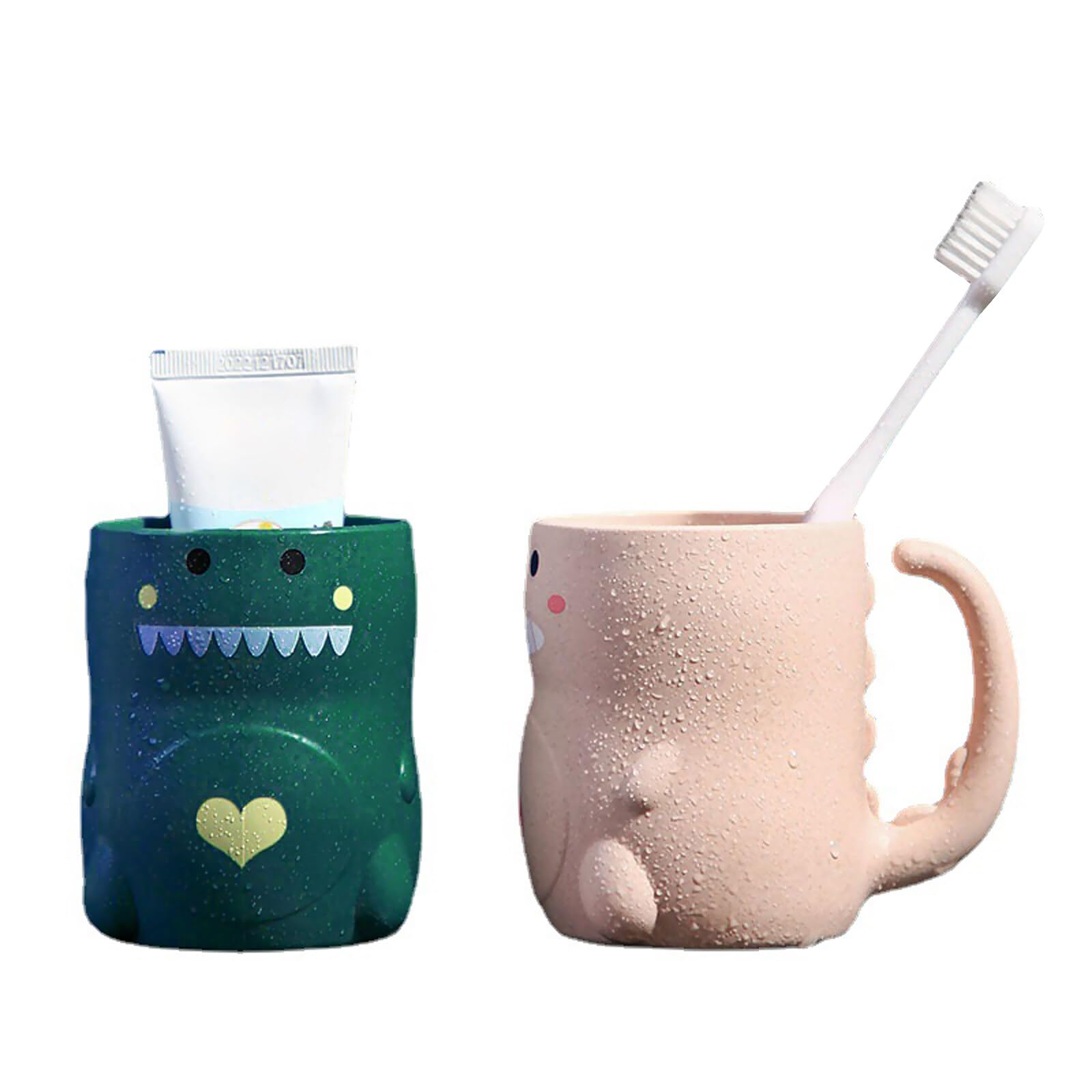 Gobelet Brosse à Dents Dinosaure Gifthub - 400 Ml - Plastique Portable Multi-usage - Jaune - Pour Salle De Bain Et Cuisine