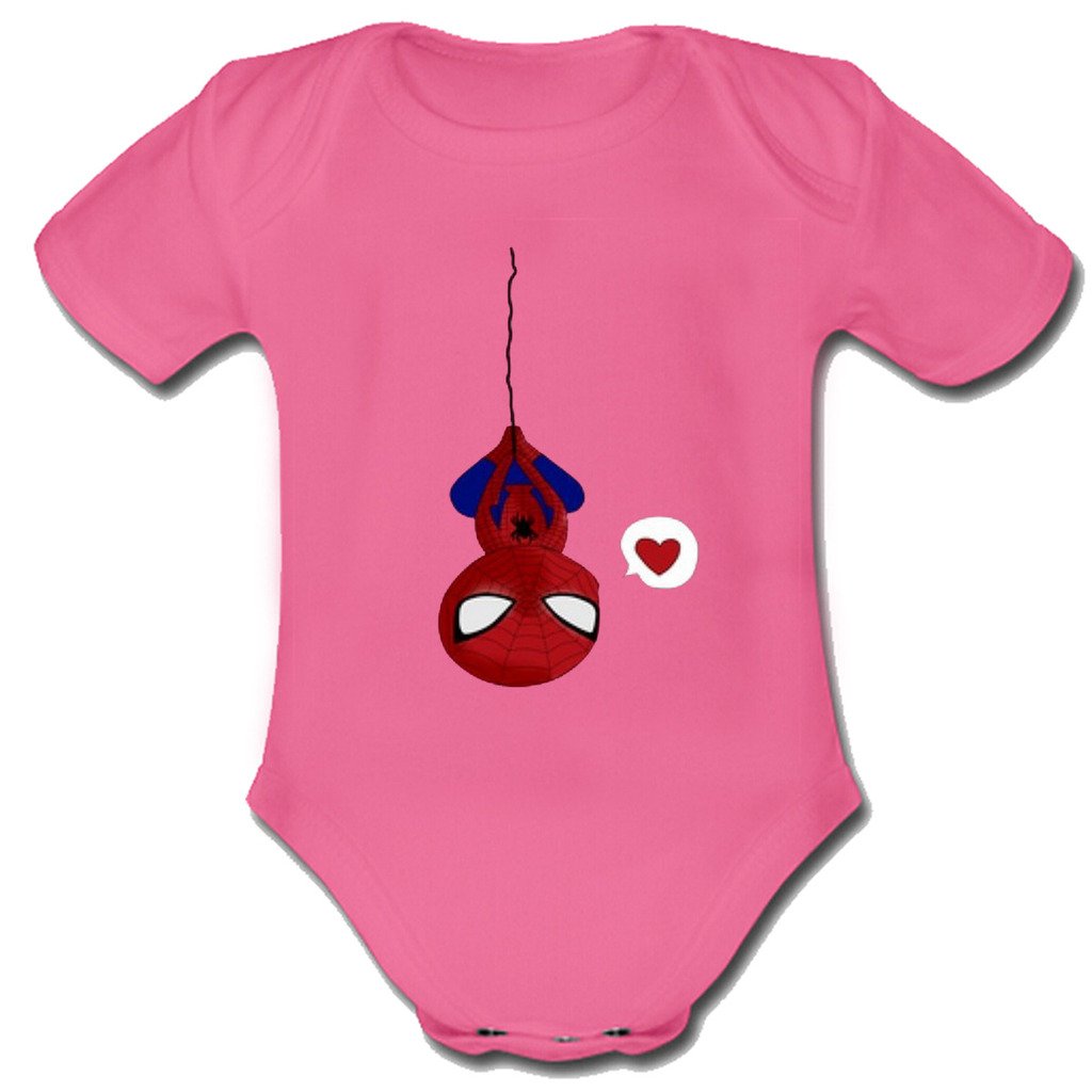 Bear and rabbit Spiderman Baby bodysuit romper Short Sleeve Shirt Pink