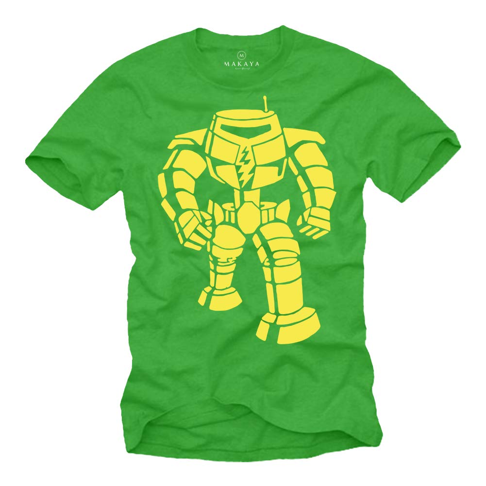 Makaya Men's Green T-Shirt Short Sleeve Round Neck - Funny Nerd Theory Robot Sheldon Size Xl