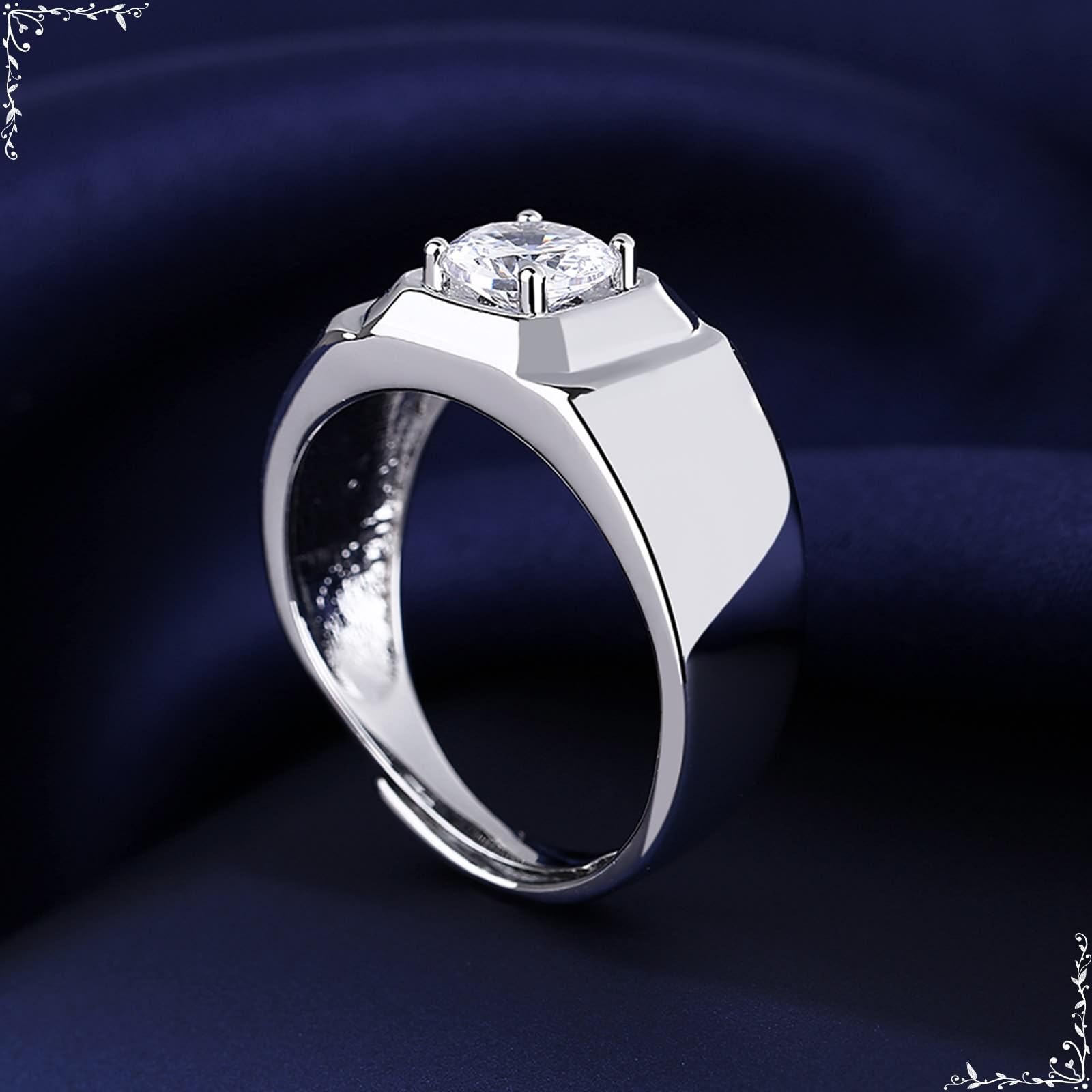 Anillos de compromiso de oro blanco de 9 quilates, 14 quilates y 18 quilates para hombre, cuatro garras con moissanita