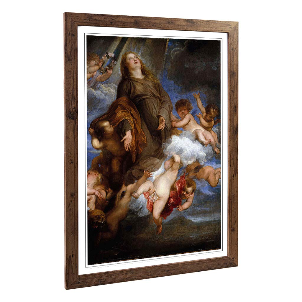 Big Box Art Framed Print of Anthony Van Dyck Saint Rosalie in Glory 2 Design | Wall Art Picture | Home Decor for Kitchen, Living Room, Bedroom, Hallway, Walnut, A2 / 24.5x18 Inch / 62x45cm
