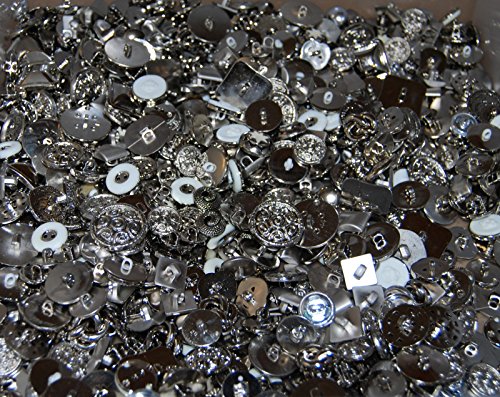 celloexpress Pack of 250g SHINY SILVER - Mixed Sizes of Shiny Silver Buttons for Sewing and Crafting, Multicolor