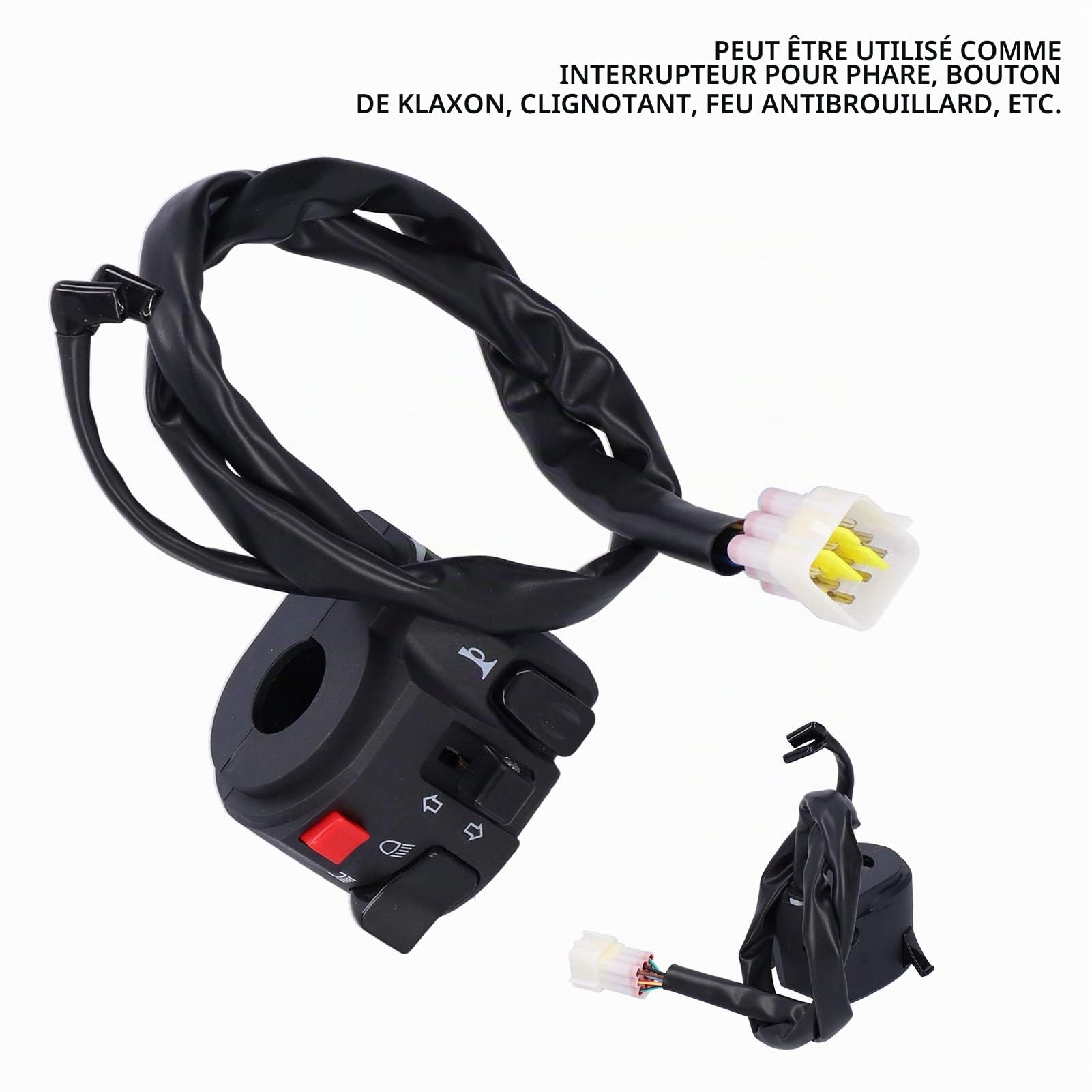 Universel ABS 7 / 8in 22mm Moto Interrupteur Guidon Moto Klaxon Clignotant Boutons de Commande de Phare, Noir