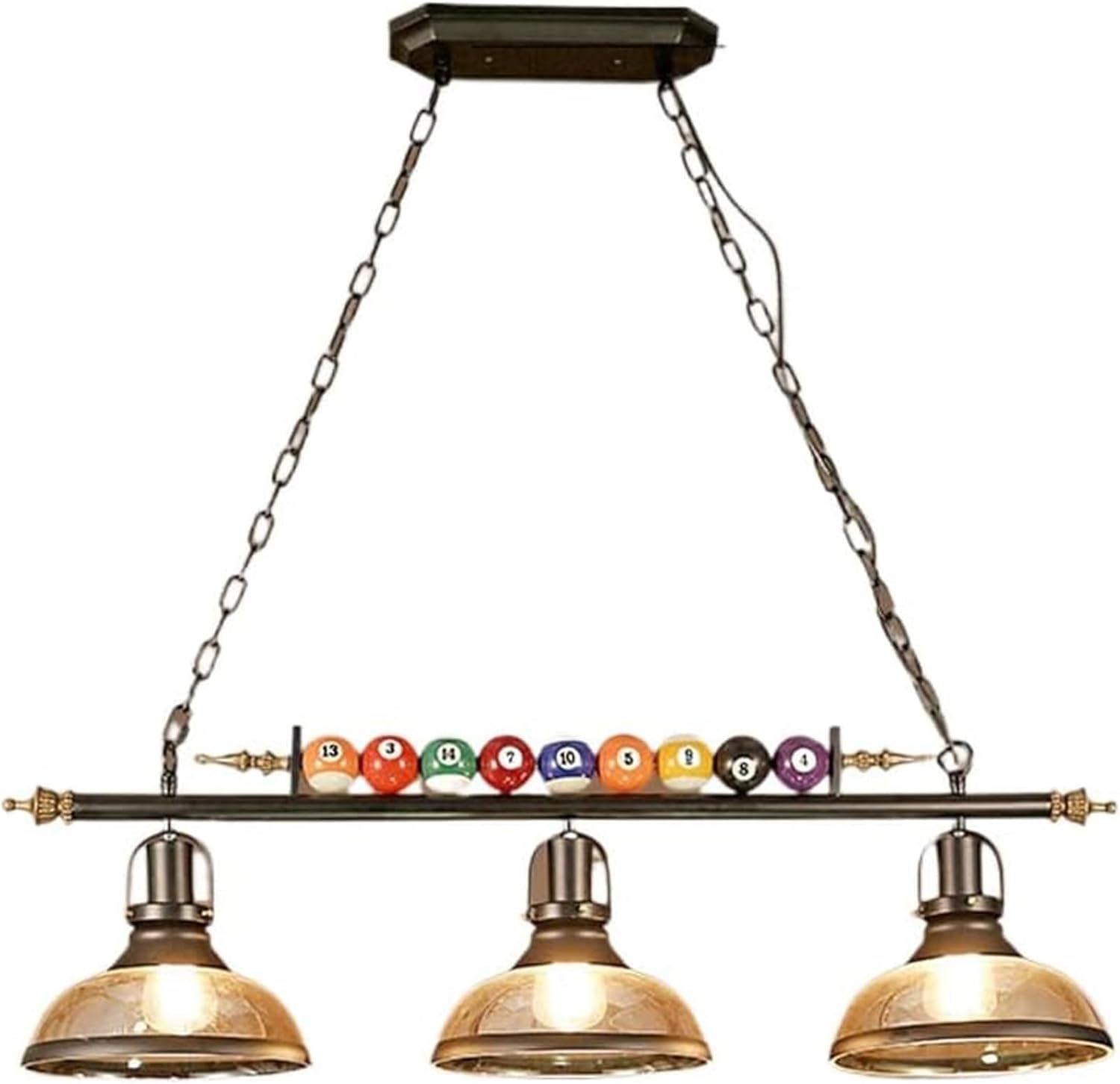 Creative Hanging Pool Table Lighting Fixtures Ceiling Lamp 1/2/3 Light Real Billiard Ball Design Lamp with Glass Shades for Game Room/3 Heads