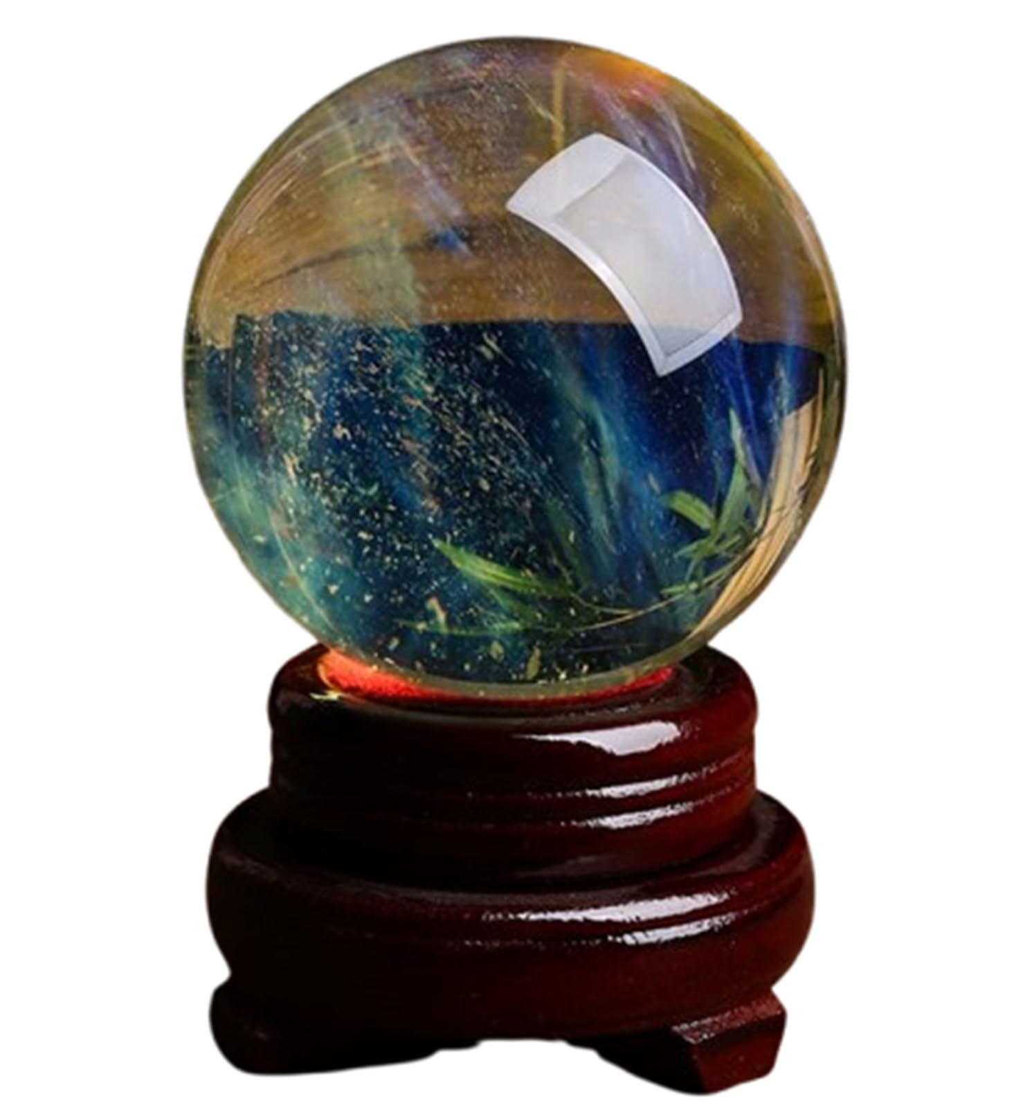 Gelbe Schmelzquarzkugel mit Ständer, natürliche dekorative Edelsteinkugel, Feng-Shui-Kristallkugel für Meditation, Heilung und als Dekoration für Zuhause,3.9"(10cm)