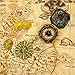 Gejoy Halloween Detailed Pirate Treasure Map Vintage Gold Secret Sea Historical Theme Party Accessory, Compass Necklace Plastic Coins Toy Pirate Theme Party Supplies
