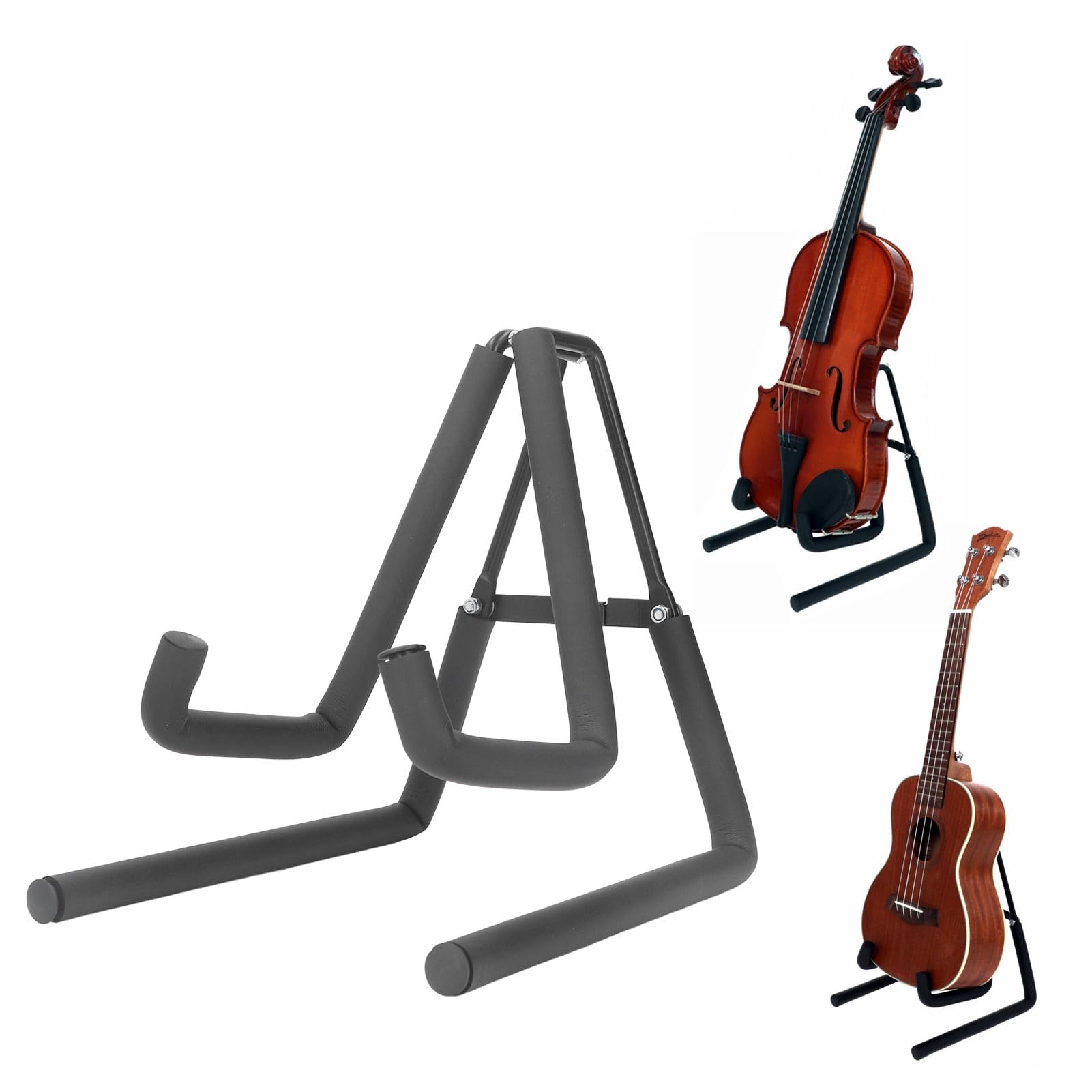 Stojak na ukulele z podkładką z gąbki, składany stojak na instrumenty muzyczne, mały stojak na instrumenty na ukulele, mini gitarę, banjo, mandolinę, skrzypce