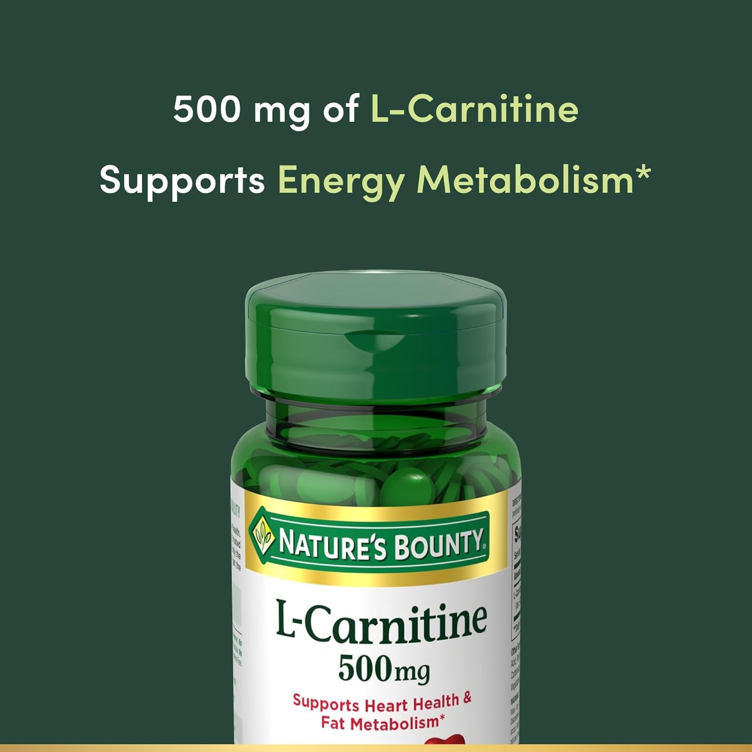 Nature's Bounty L-Carnitine 500 mg 30 Caplets (Pack of 2)