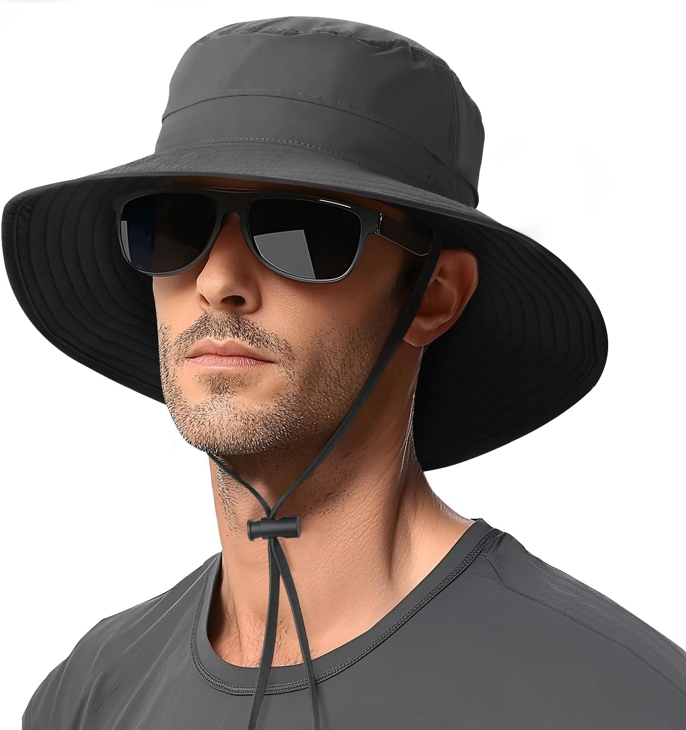 Sun Hat for Women and Men Sun Protection UPF 50+: Wide Brim Hat for Fishing, Waterproof Hat for Women for Hiking Dark Grey