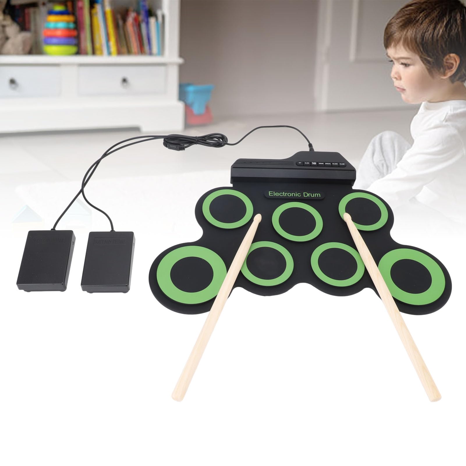 Batteria elettronica con qualità sonora realistica per batteristi professionisti e principianti, vari stili musicali per sviluppare il ritmo, regalo ideale per bambini e adulti,