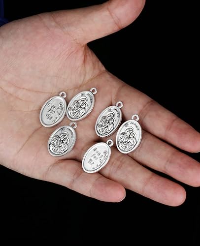 Miniatura 5 de COTTVOTT San CristóbalSan JoséSan Miguel ArcángelSan BenitoNuestra Señora Gracia Medalla Milagrosa Colgante para collar de rosario, suministros de