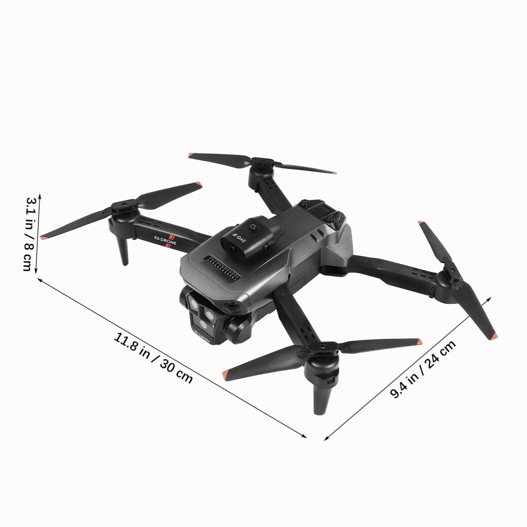 Drone Pieghevole Max con Tripla Fotocamera HD per Adulti | Lente Elettrica Regolabile 150°, Avvio One-click e Controllo a Lunga Distanza, Abs Nero, Doppia Batteria 1800mah 3.7v