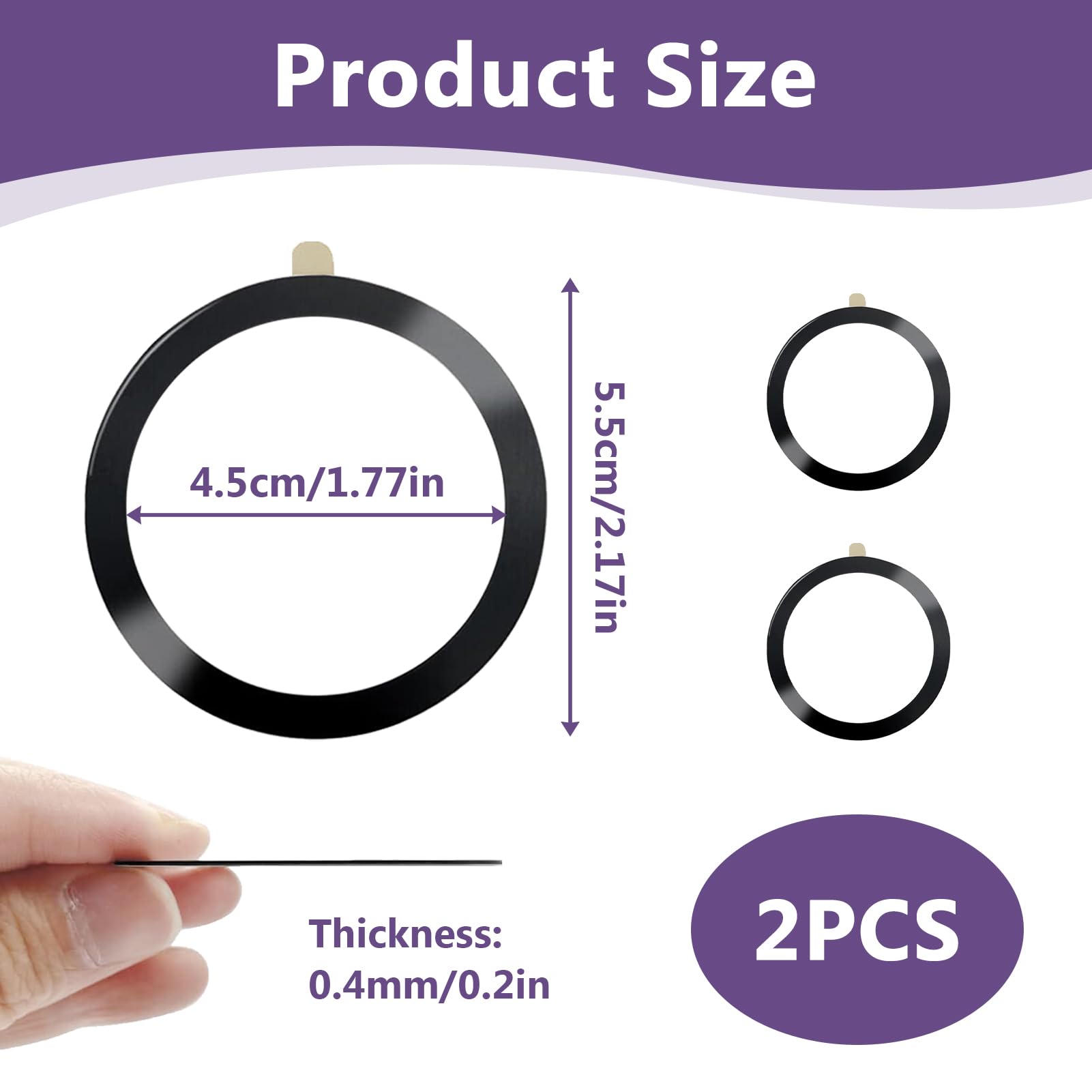2 Pcs Magnetic Ring Sticker, Universal Magnetic Wireless Charging Ring - Image 2