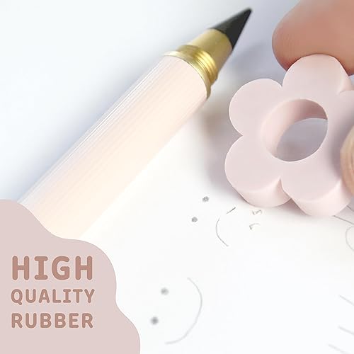 Miniatura 7 de OMONI Borradores con parte superior de lápiz de 0.39 pulgadas de diámetro, diseño deslizante al cuerpo, paquete de 12 borradores de margaritas en