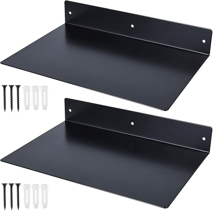 RealPlus Metal Floating Shelf Wall Mounted (12 inch x 8 inch) 2 Pack