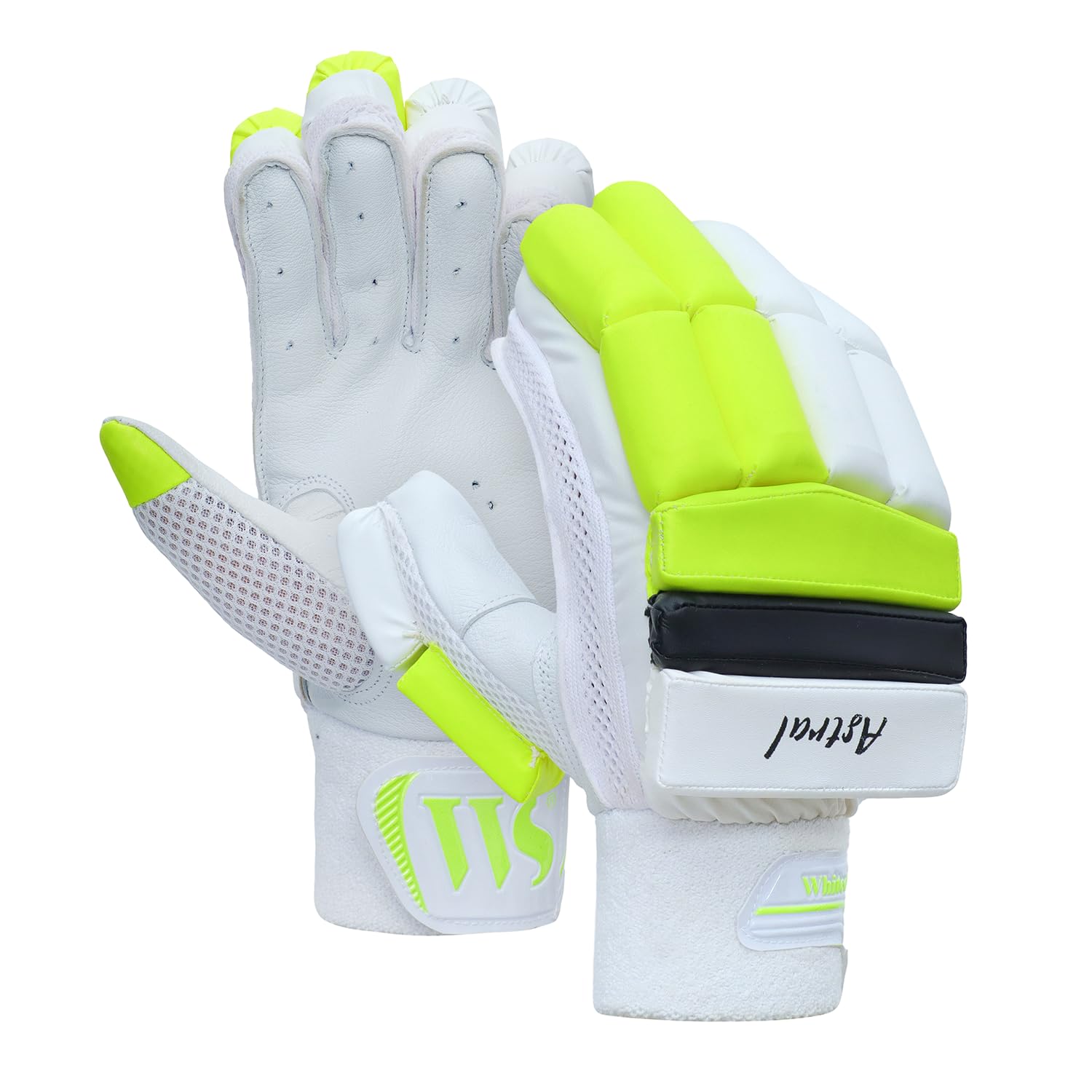 whitedot sports Whitedot PU Astral Cricket Batting Gloves, White-picture-17