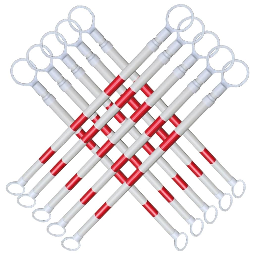 SGKOMN 16 Pcs Adjustable Traffic Cone Bar, 47-78 Inch Reflective Safety Barrier, Portable Red & White Temporary Security Divider for Traffic Control & Warning, Red and White-10pcs