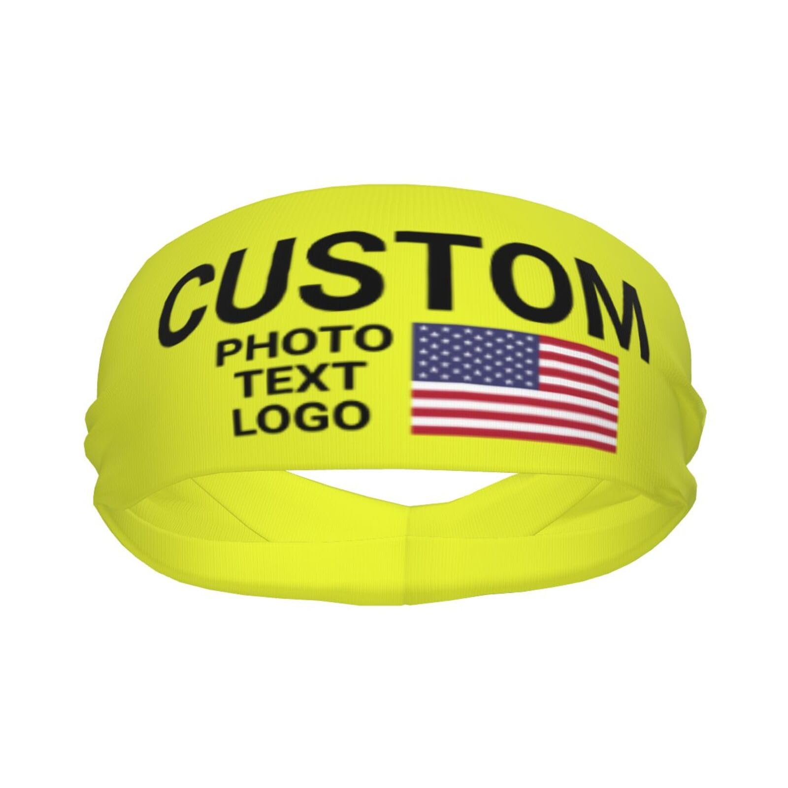 Custom Sports Headband Sweatband Bandana Add Your Photo Logo Text Number, Bulk Customized Unisex Sports Moisture Wicking Breathable Elastic