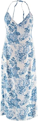 Reformation Vestido Halter Azul/Blanco Chianti de Segunda Mano