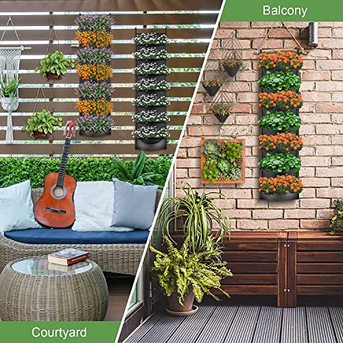 Ipower 2-Pack Hanging Vertical Wall Planter 7 Pockets Upgraded Deeper Waterproof Herb Flower Growing Pouch Felt Cloth, For Yard Garden Fence Home, Balcony Office Decoration #TOP4