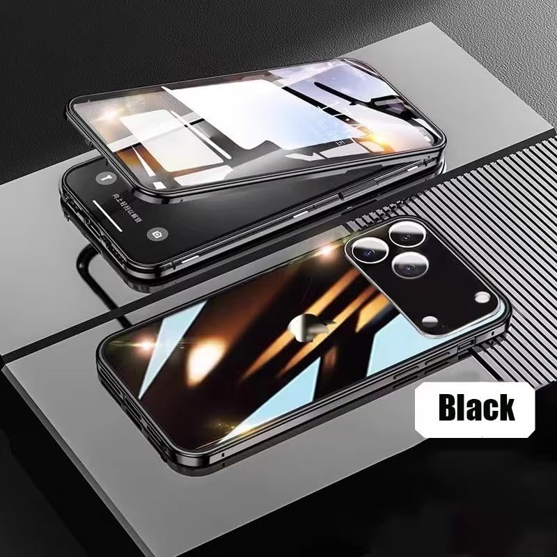 Étui magnétique iPhone 17 Pro anti choc double face en verre noir - 2