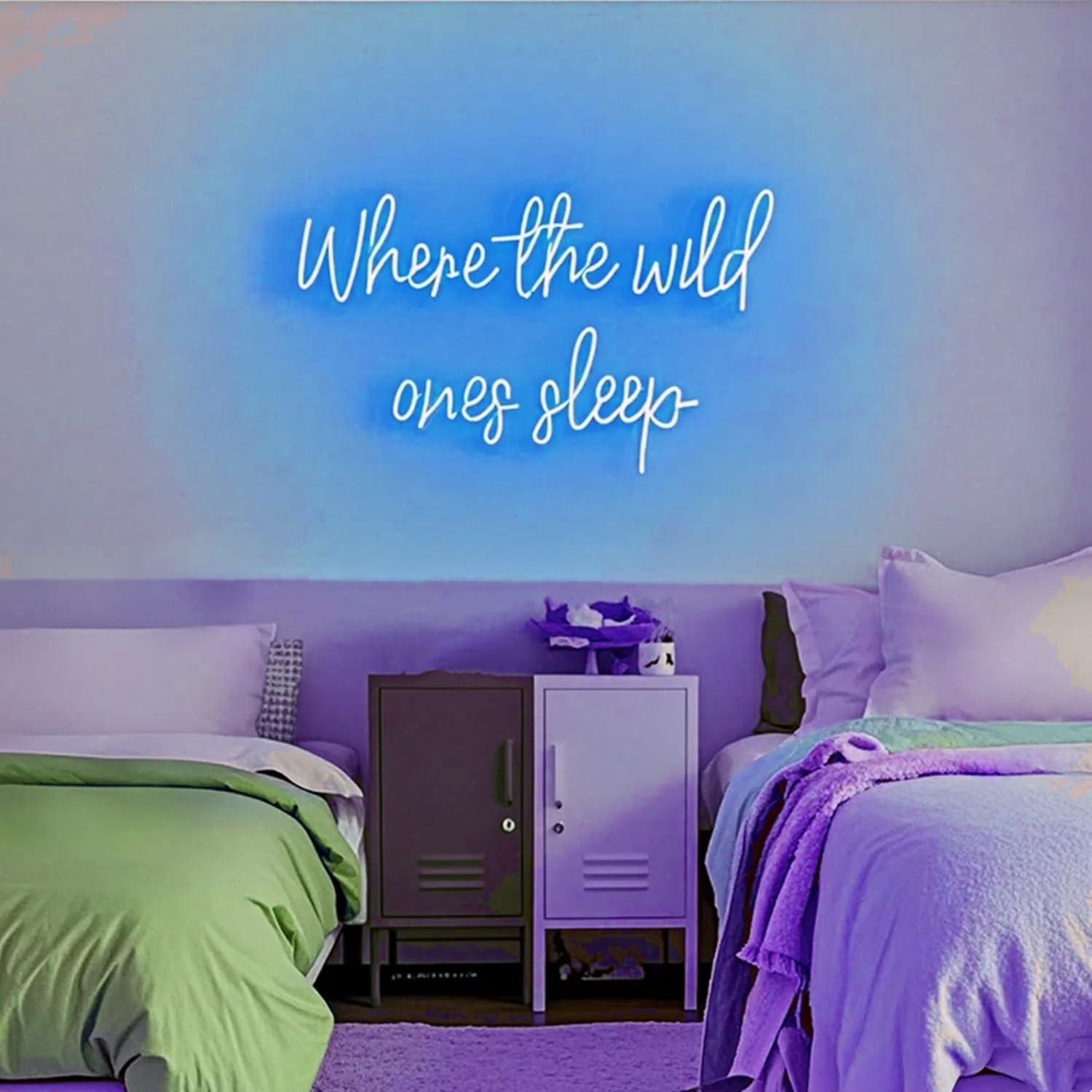 HFHungkeong Where the Wild Ones Sleeps Neon Light Sign LED Light Up Gaming Room Sign Neon with Dimmable Switch and Hanging Chain Playroom Wall Art Decor for Home Kids Bedroom Christmas Birthday Gifts