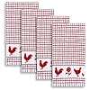 Cackleberry Home Backyard Chickens Windowpane Check Cotton Terrycloth Kitchen Towels, Set of 4 (Red)