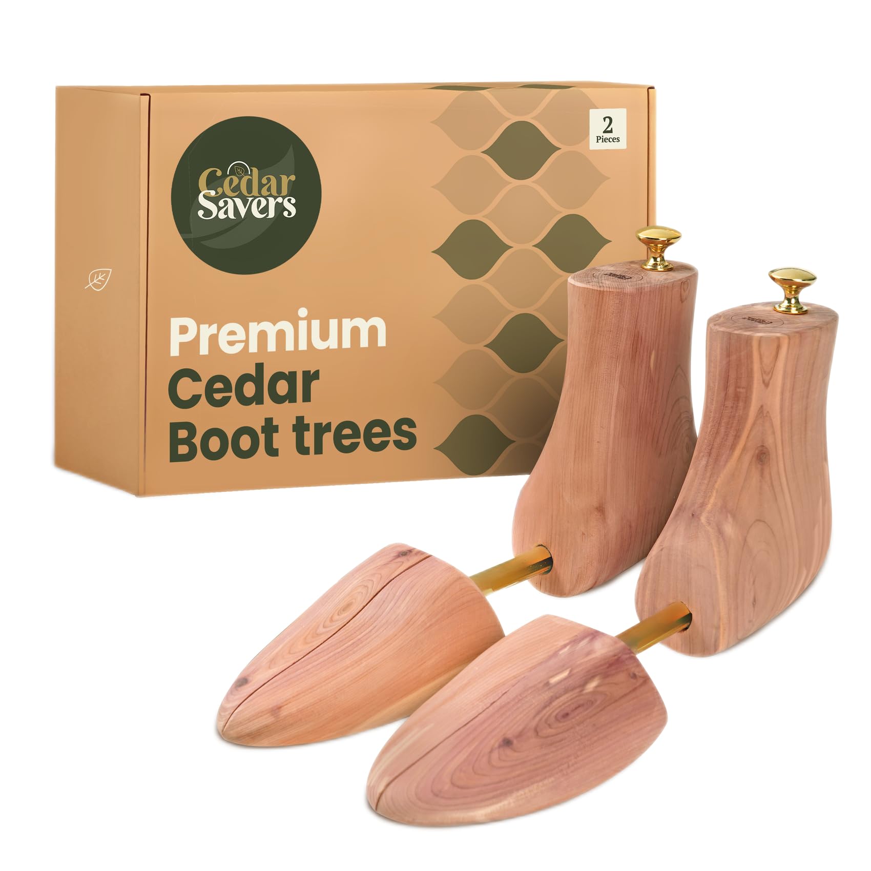 Cedar Boot Tree for Men - Natural Aromatic Wood Boot Tree Grown In USA, For Boots & Shoes, Storage Bag Included