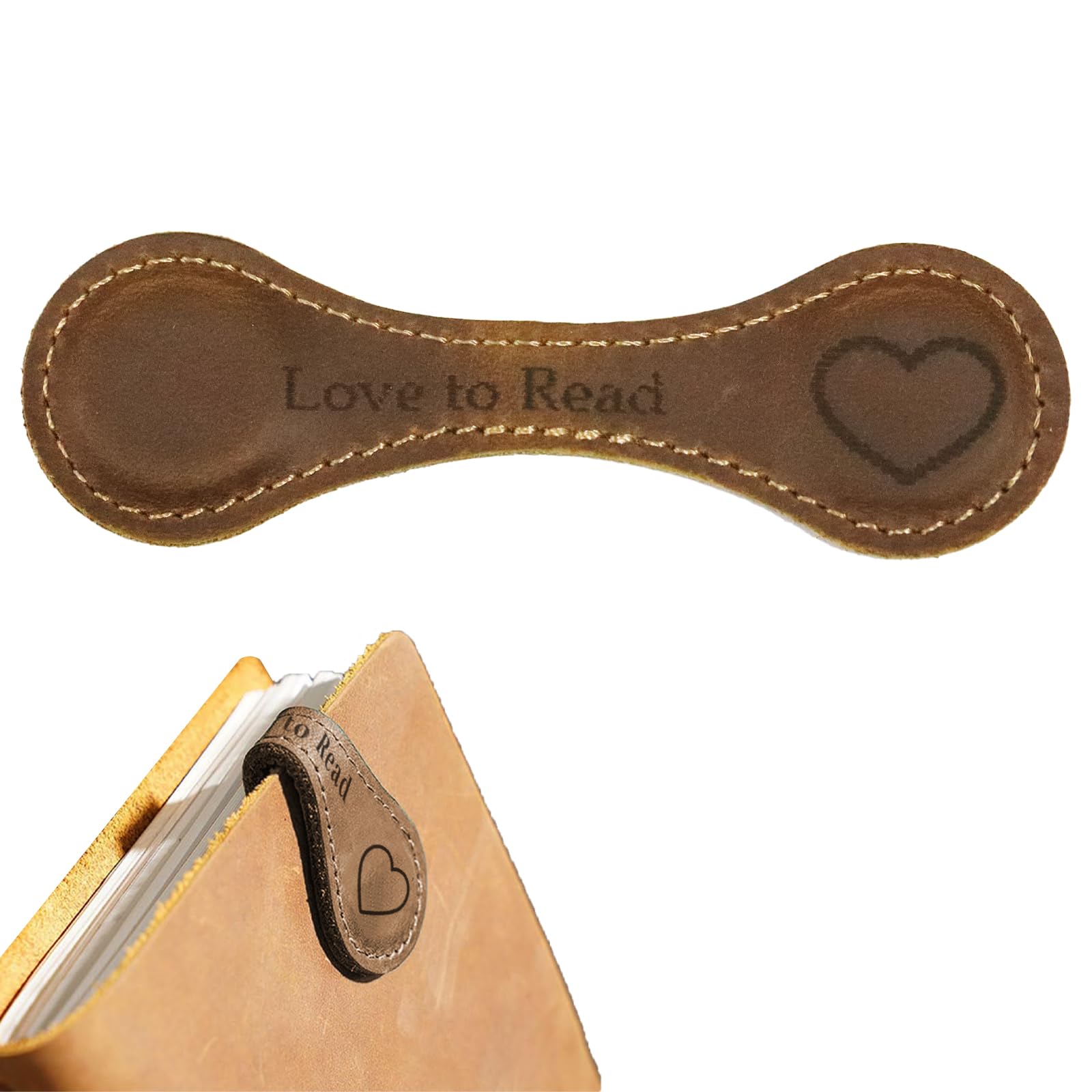 Ruzister Marcapáginas de cuero magnético personalizado, estilo vintage con amor por la lectura, grabado con texto motivador, clip para marcadores, regalo