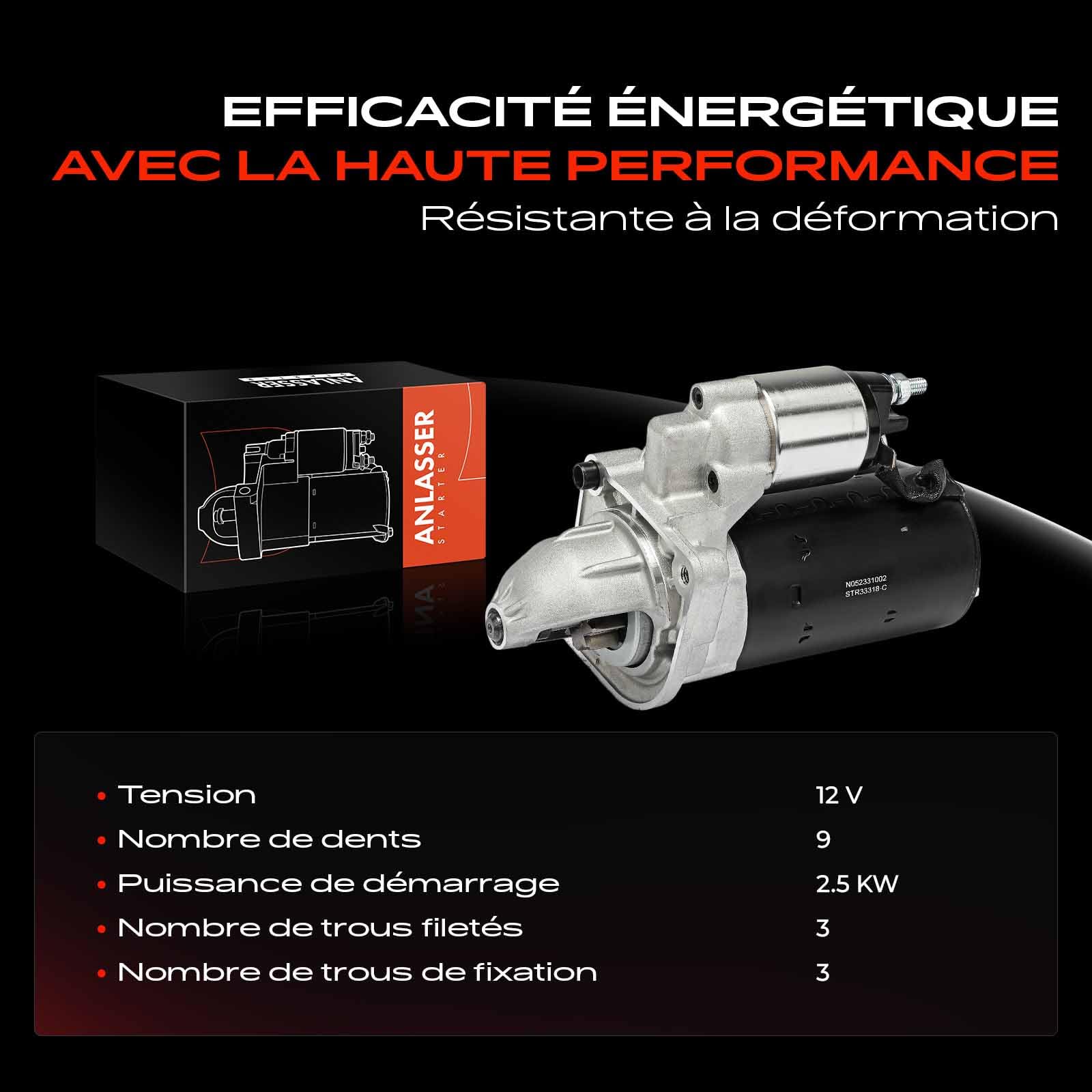 Frankberg Démarreur de moteur 2,5 KW/12 V/9 Dents Compatible avec Ducato Camionnette 250 3.0L Jumpy VF7 2.0L Ducato Bus 250 2.3L Remplacer# 55779086,51779086
