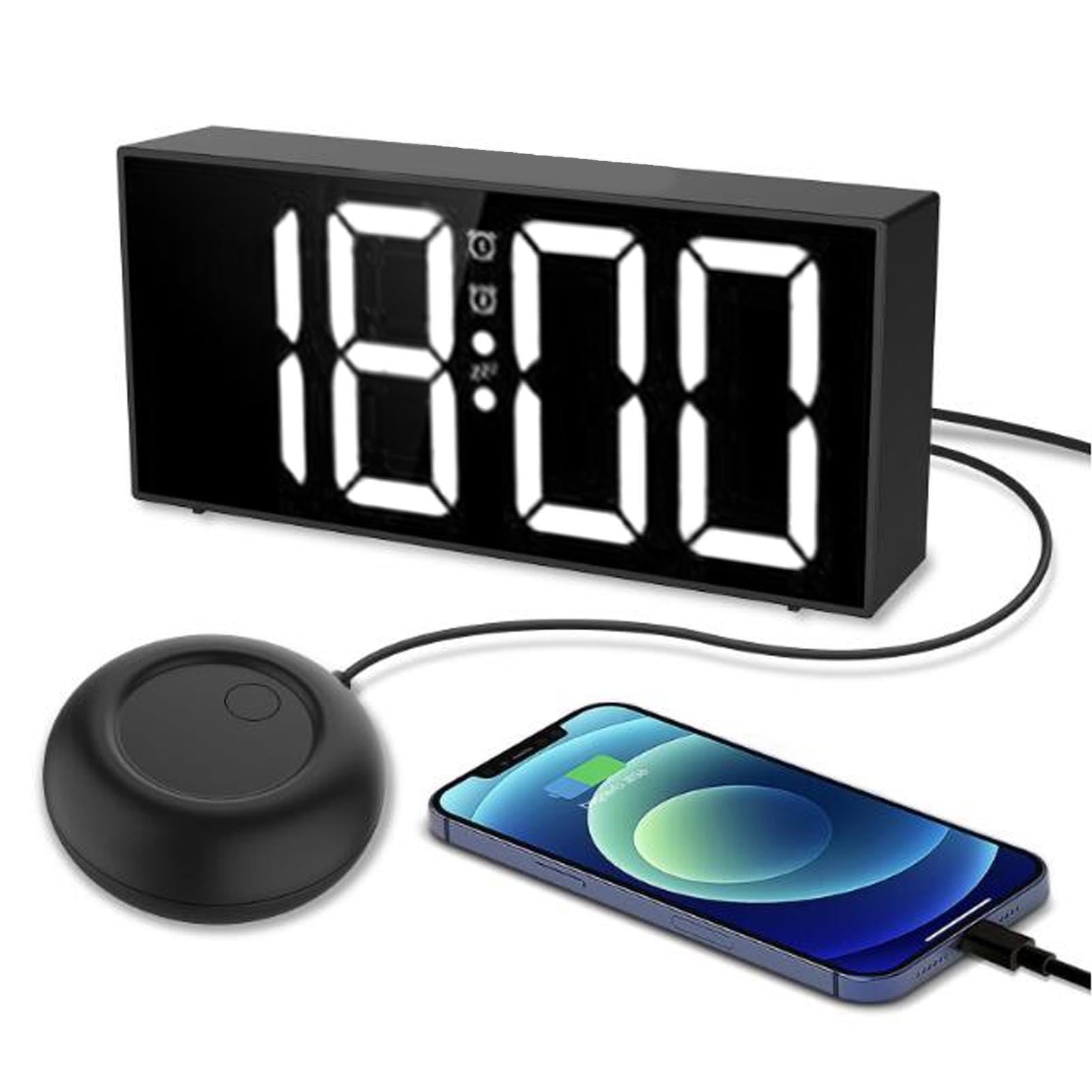 Reloj despertador extra ruidoso Zunate con agitador de cama vibratorio y alarma doble