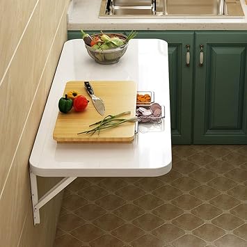 Folding Laundry Table Workbench for Small Spaces, Floating Wall-Mounted Drop-Leaf Table Dining Kitchen Side Table Computer Desk, Smooth and Easy to Clean, Multi-Size