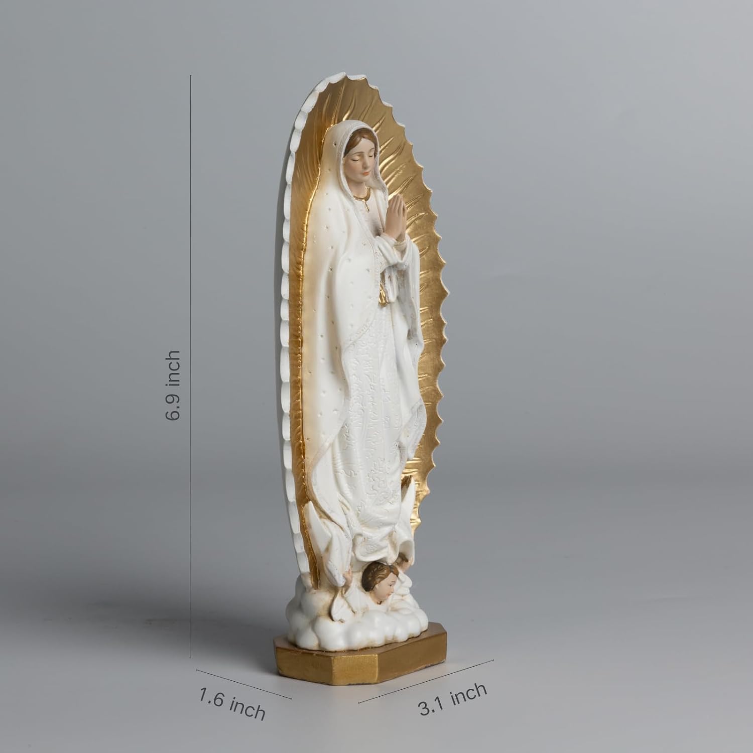 BC Catholic Our Lady of Guadalupe Statue, 7" H Virgen De Guadalupe Figure, Holy Mother Mary Religious Gift, Catholic Decor, Handpainted Renaissance Sculpture Purity & Grace Collection by Buildclassic