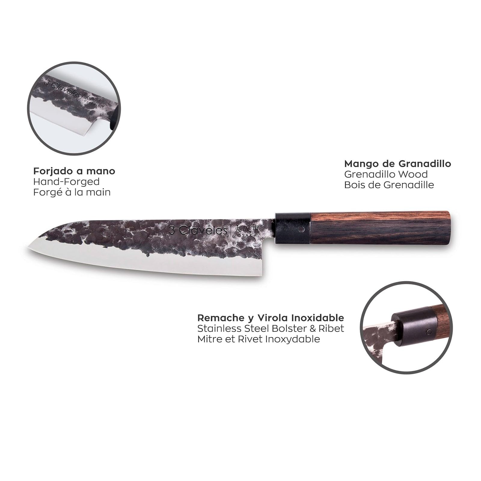 3 Claveles Coltello Giapponese, legno, 6 Unità