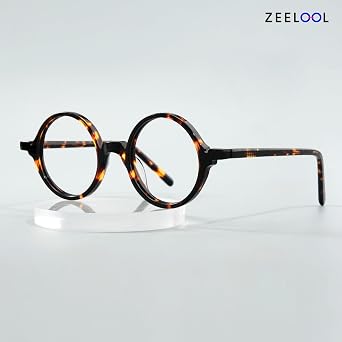 Zeelool Unisex Acetate Vintage Round Glasses Frame with Non-prescription Clear Lens Otto FA0481