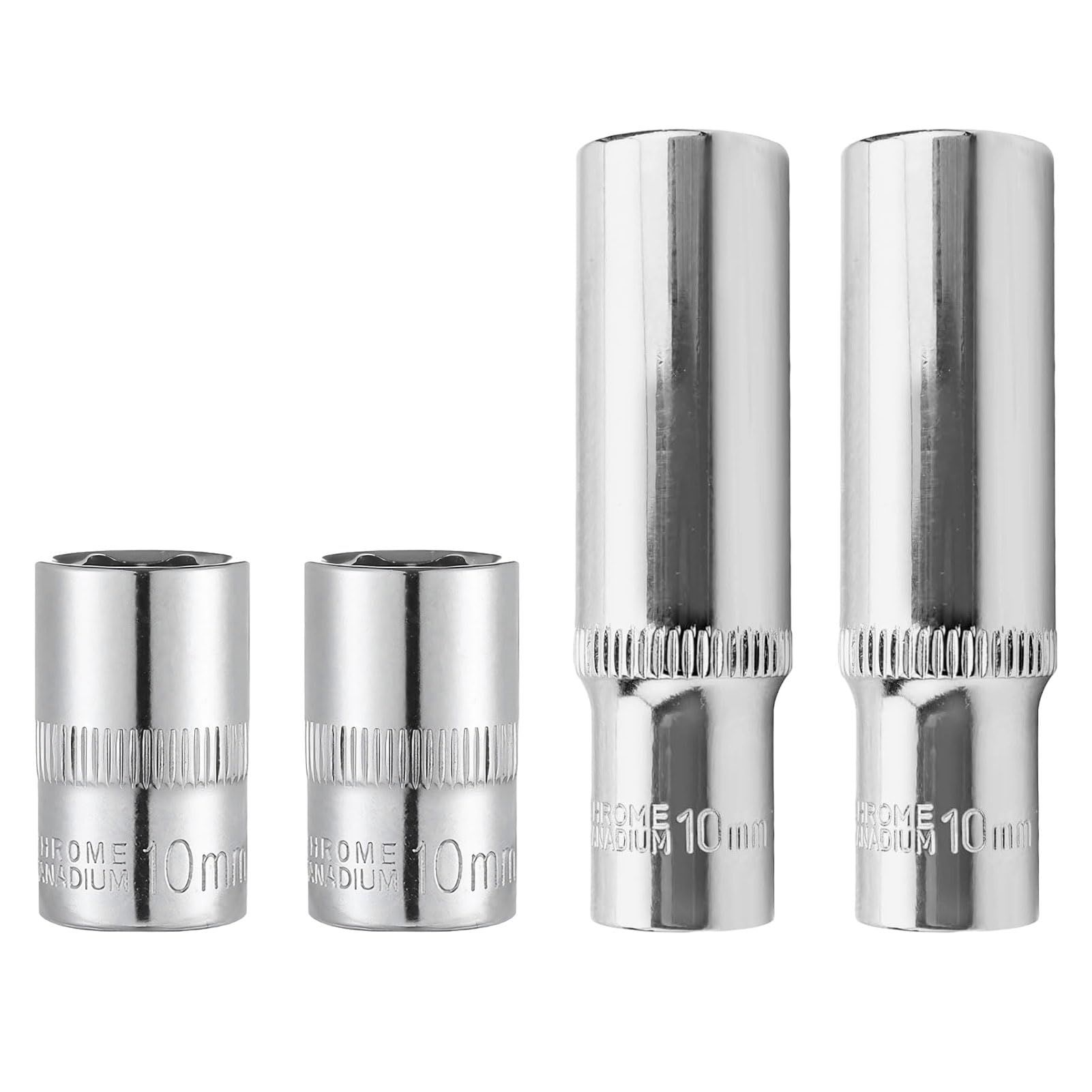 4 PCS 10mm Socket,1/4 Socket Set,1/4-Inch Deep Socket Set,Mini Socket Set,1/4-Inch Drive Deep and Shallow Impact Socket Set,1/4 Sockets for DIY Hand-Making Repair Automotive